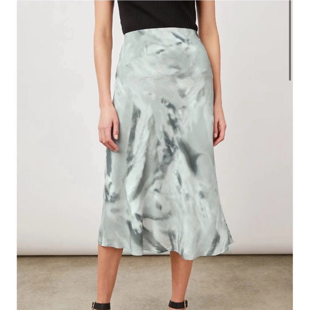 Rails Skirt Anya Satin Slip Midi in Sage Diffusion Green Tie Dye Size XL